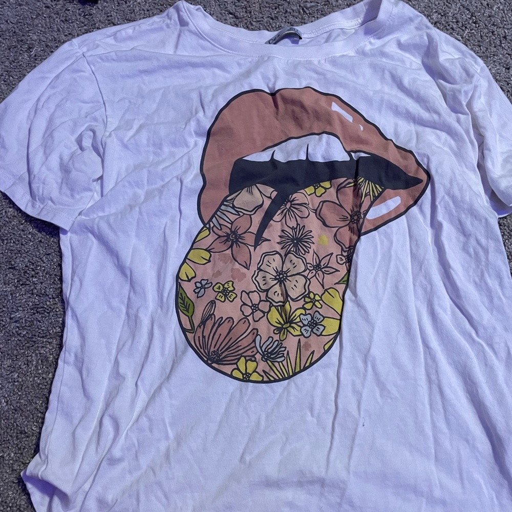 white shirt with floral tongue (small)